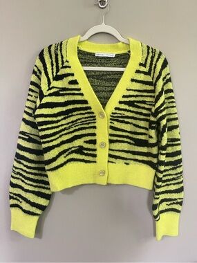 English Factory lime green/yellow crop v neck cardigan size medium size medium